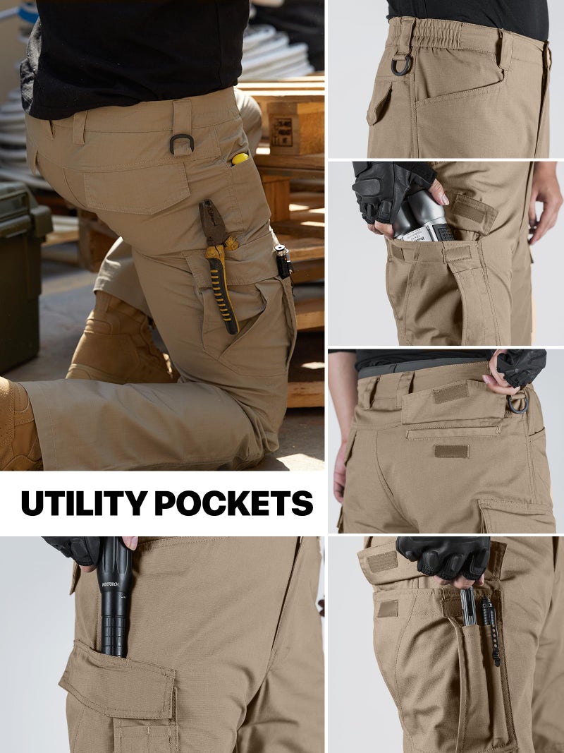 FREE SOLDIER Men's Tactical Pants Water Resistant Ripstop Cargo Work Lightweight EDC Hiking Pants with Multi Pocketsï¼ˆBrown38Wx32Lï¼‰ - Image 3